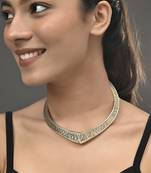 Gold plated  v-shaped necklace for women