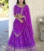 Embroidered Heavy Georgette Lehenga Choli With Blouse & Dupatta 