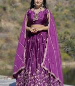 Embroidered Heavy Chinon Lehenga Choli With Blouse & Dupatta 