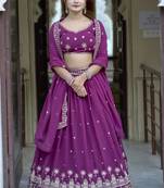 Embroidered Heavy Georgette Lehenga Choli With Blouse & Dupatta 