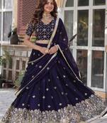 Heavy Sequins & Thread Embroidered work Rangoli Silk Lehenga Choli With Blouse & Dupatta 