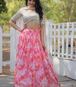 Heavy Sequins & Thread Embroidered work Faux Georgette Lehenga Choli With Blouse & Dupatta 