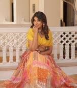 Digital Printed With Foil Embroidery Work Russian Silk Lehenga Choli With Blouse 