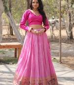 Jari Lace Work Pure Viscose Jacquard Lehenga Choli With Blouse 