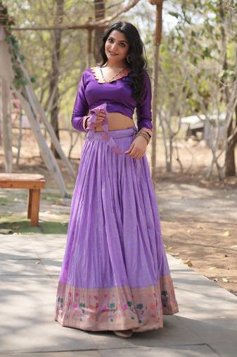 Jari Lace Work Pure Viscose Jacquard Lehenga Choli With Blouse 