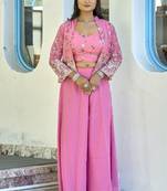 Heavy embroidery & sequience work Georgette Palazzo set with koti