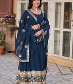 Heavy embroidery & sequience work Georgette gown with dupatta