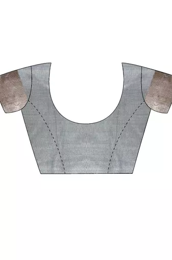Grey Striped Zari Art Silk Saree With Blouse For Women