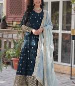 Heavy embroidery & sequience work Georgette gown with dupatta 