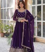 Heavy embroidery & sequience work Georgette gown with dupatta