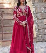 Heavy embroidery & sequience work Georgette gown with dupatta 