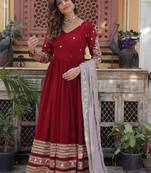 Heavy embroidery & sequience work Georgette gown with dupatta