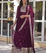 Heavy embroidery & sequience work Georgette gown with dupatta 