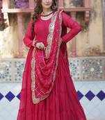 Heavy embroidery & sequience work Georgette gown with dupatta 