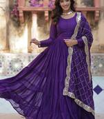 Heavy embroidery & sequience work Georgette gown with dupatta 