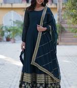 Heavy embroidery & sequience work Georgette gown with dupatta 