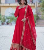 Heavy embroidery & sequience work Georgette gown with dupatta 