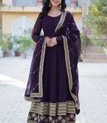 Heavy embroidery & sequience work Georgette gown with dupatta 