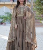 Heavy embroidery & sequience work Georgette gown with dupatta