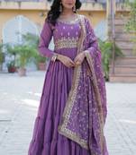 Heavy embroidery & sequience work Georgette gown with dupatta 