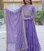 Heavy embroidery & sequience work Georgette gown with dupatta