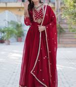 Heavy embroidery & sequience work Georgette gown with dupatta 
