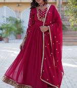 Heavy embroidery & sequience work Georgette gown with dupatta 