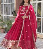 Heavy embroidery & sequience work Georgette gown with dupatta 