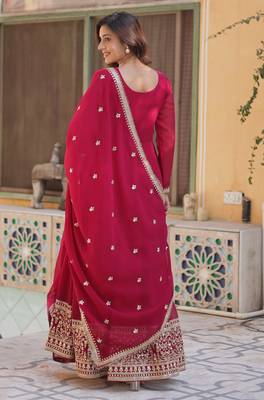 Heavy embroidery & sequience work Georgette gown with dupatta  4