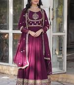 Heavy embroidery & sequience work Georgette gown with dupatta 