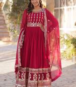 Heavy embroidery & sequience work Georgette gown with dupatta 