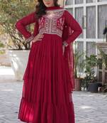 Heavy embroidery & sequience work Georgette gown with dupatta 