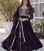 Heavy embroidery & sequience work Georgette gown with dupatta 