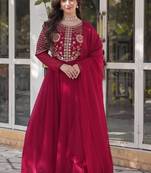 Heavy embroidery & sequience work Georgette gown with dupatta