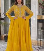 Heavy embroidery & sequience work Georgette gown with dupatta