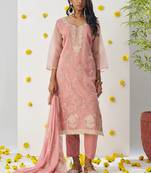Light peach organza embroidered salwar suuit