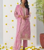 Baby pink organza embroidered salwar suuit