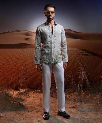 Phoenix whisper embroidered linen shirt 1