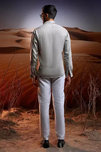 Phoenix whisper embroidered linen shirt
