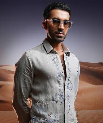 Phoenix whisper embroidered linen shirt 3