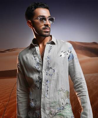 Phoenix whisper embroidered linen shirt 4