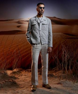 Wanderer grey linen trucker jacket 1