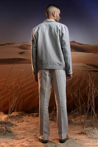 Wanderer grey linen trucker jacket