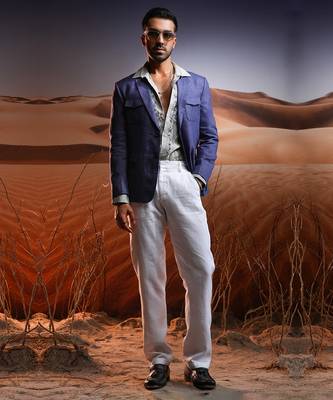 Indigo blue voyager linen blazer 1