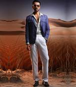 Indigo blue voyager linen blazer