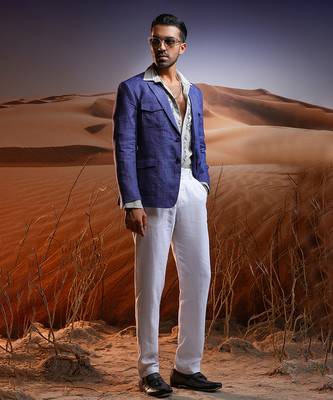 Indigo blue voyager linen blazer 3
