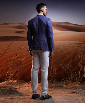 Indigo blue voyager linen blazer 4