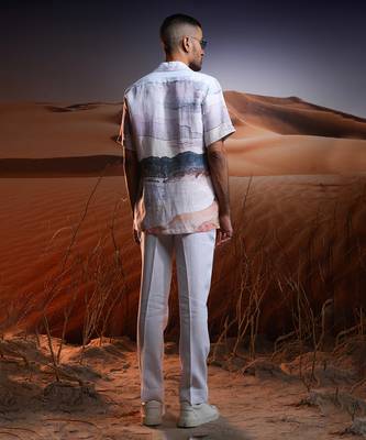 Savanah mirage printed linen cuban shirt 2