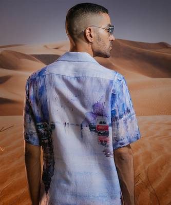 Savanah mirage printed linen cuban shirt 5