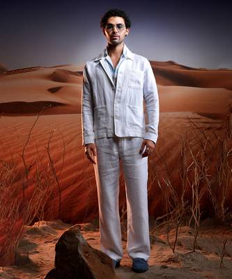White herringbone linen coord set 1